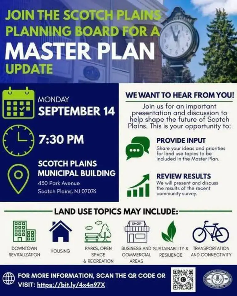Scotch Plains Planning Board Holds Master Plan Meeting Sept. 14