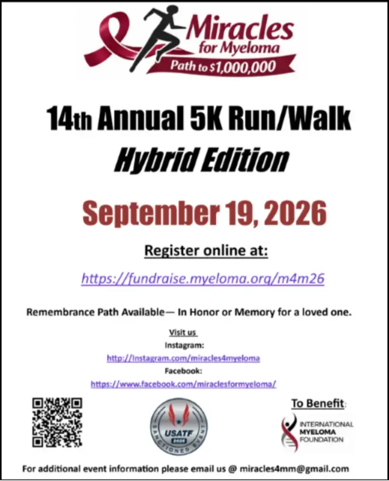 Clark's 14th Annual Miracles for Myeloma 5K Set for September 19