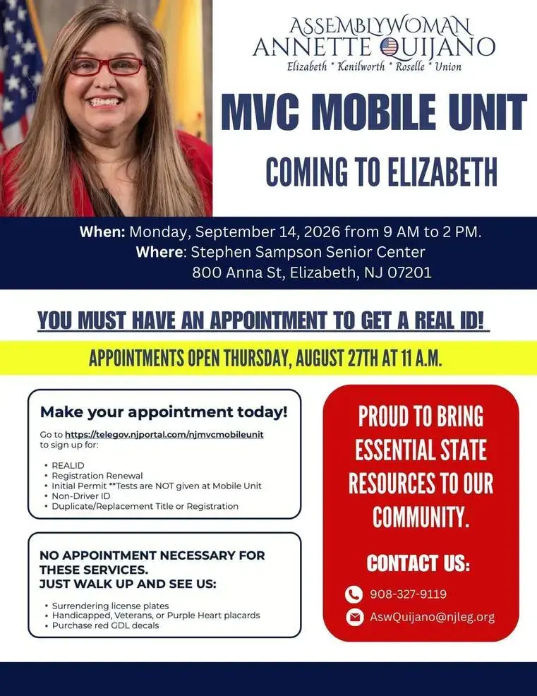 MVC Mobile Unit Visits Elizabeth on Sept. 14