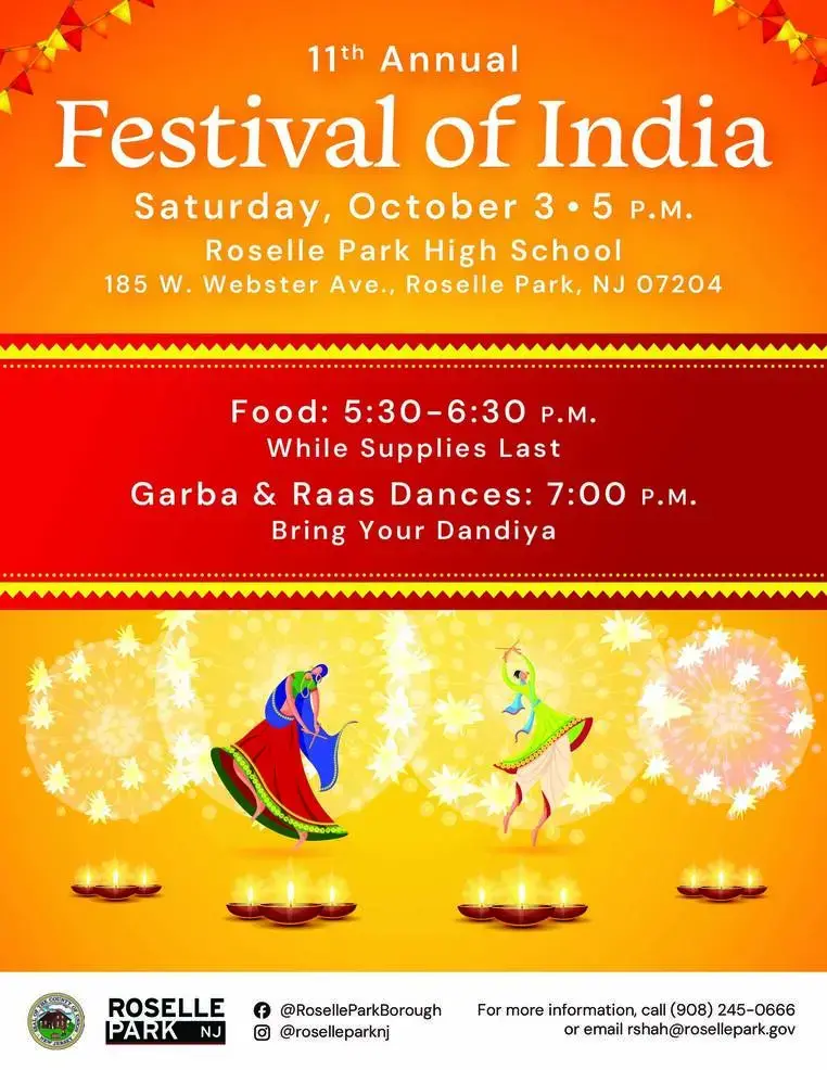 Roselle Park's 11th Festival of India Set for October 3