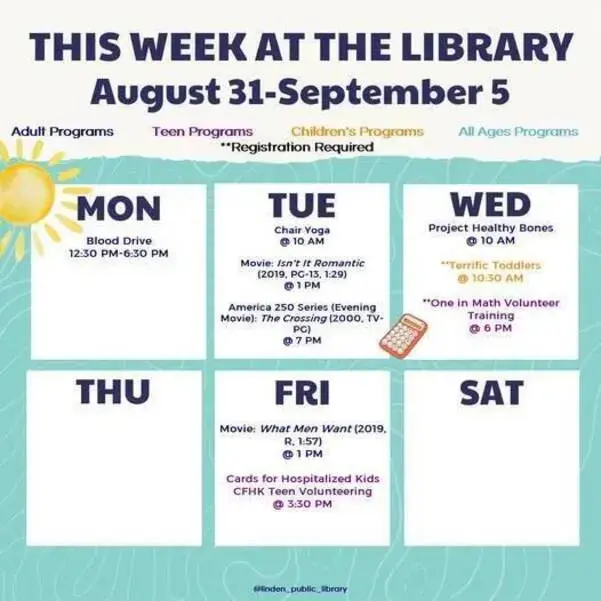 Linden Public Library's Week Ahead: Blood Drive, Films, and More