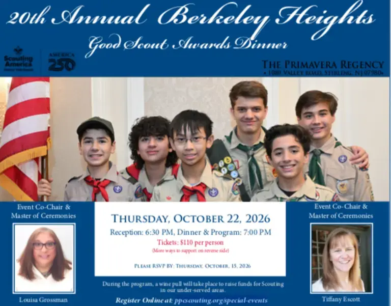 Berkeley Heights Good Scout Awards Dinner Set for Oct. 22