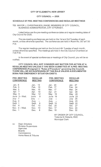 City Council Meeting in Elizabeth, NJ